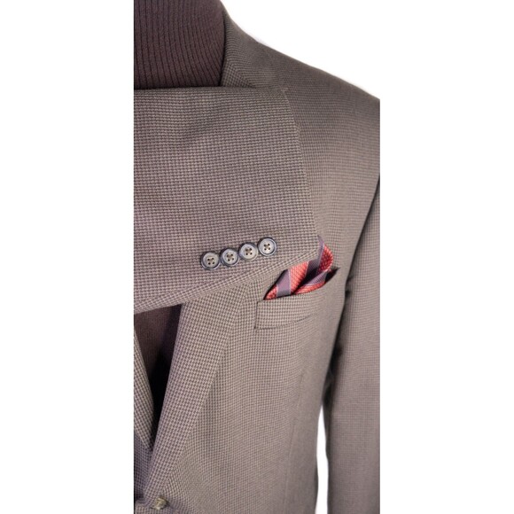 Pronto Uomo Men's Sport Coat Blazer Jacket Two Button Houndstooth Brown 46R EUC - Picture 6 of 13